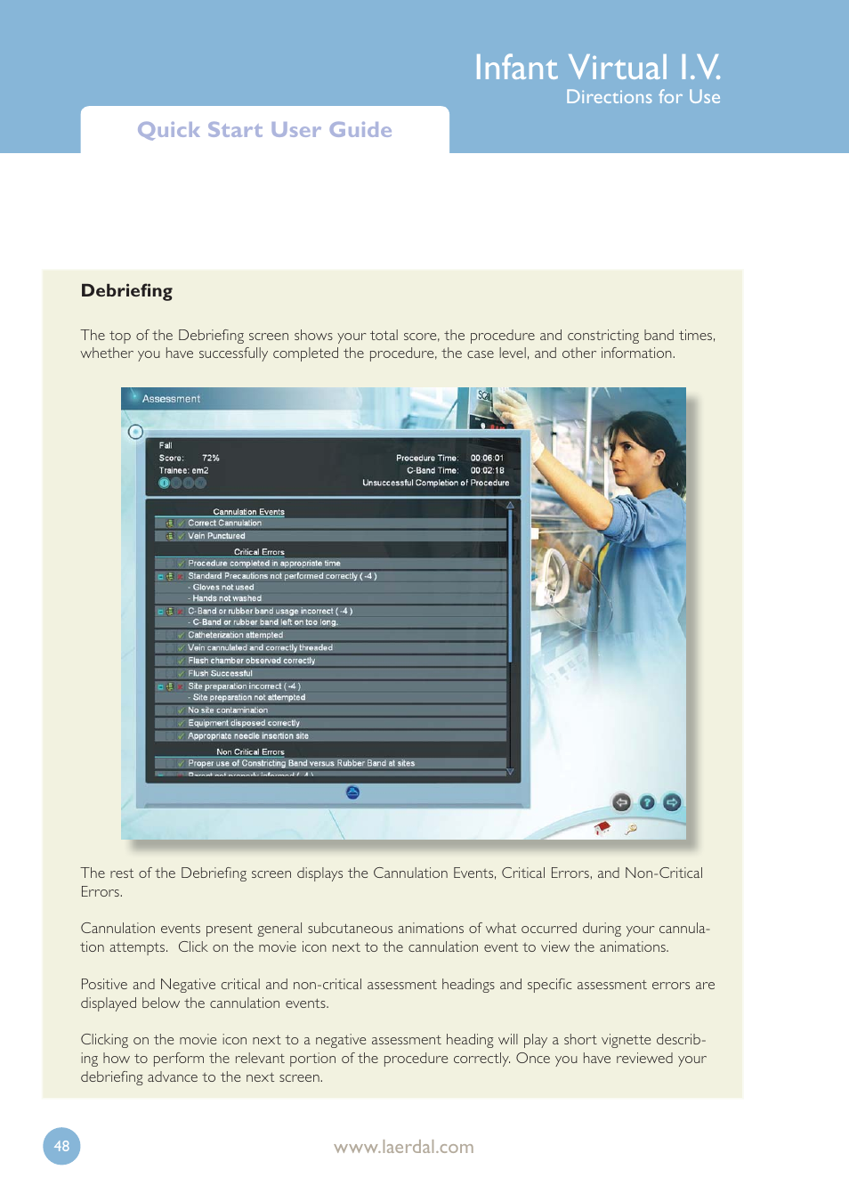 Infant virtual i.v, Quick start user guide | Laerdal Infant Virtual I.V. User Manual | Page 48 / 117