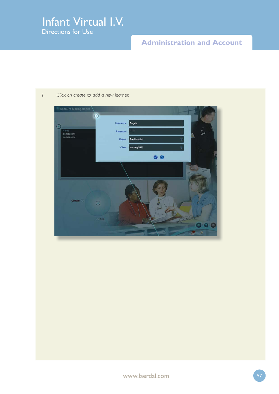 Infant virtual i.v | Laerdal Infant Virtual I.V. User Manual | Page 57 / 117