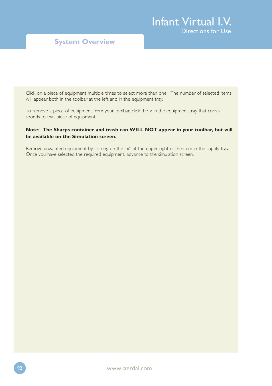 Infant virtual i.v, System overview | Laerdal Infant Virtual I.V. User Manual | Page 92 / 117