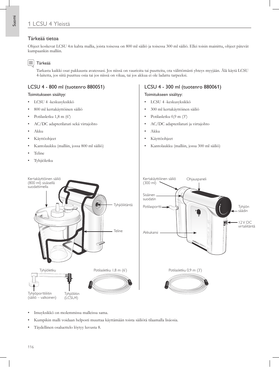 1 lcsu 4 yleistä | Laerdal Compact Suction Unit (LCSU) 4 User Manual | Page 116 / 272