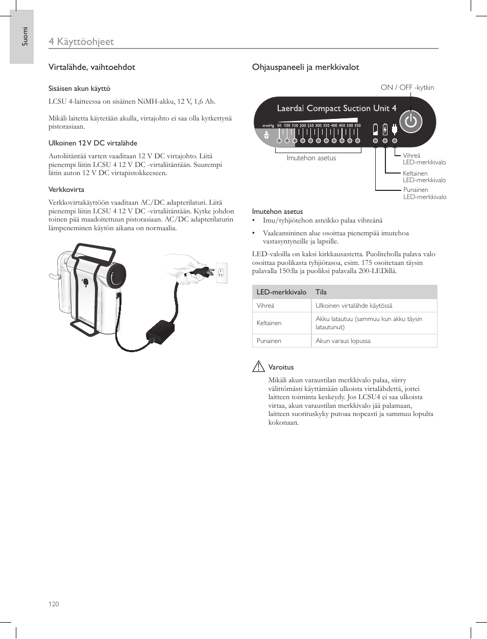4 käyttöohjeet | Laerdal Compact Suction Unit (LCSU) 4 User Manual | Page 120 / 272