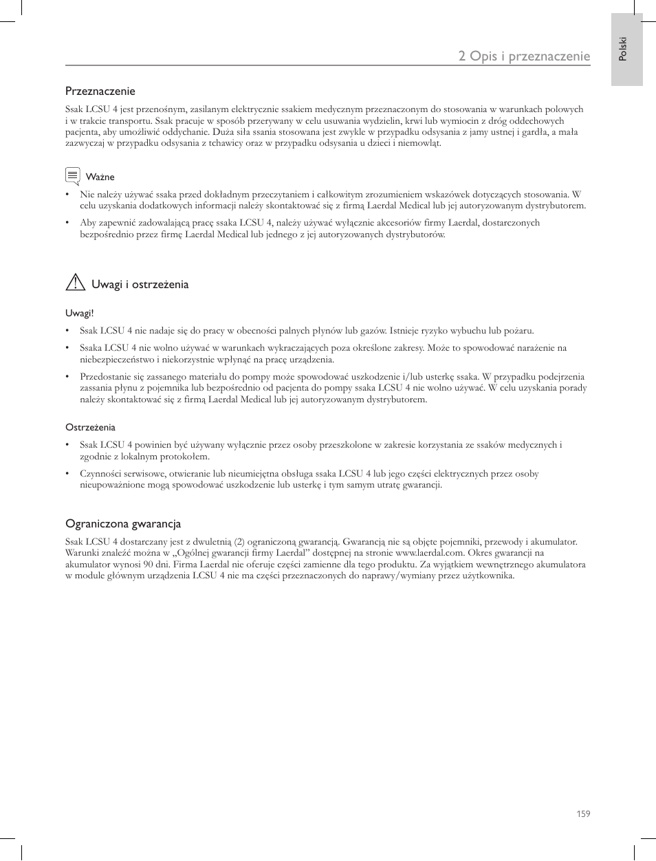 2 opis i przeznaczenie | Laerdal Compact Suction Unit (LCSU) 4 User Manual | Page 159 / 272