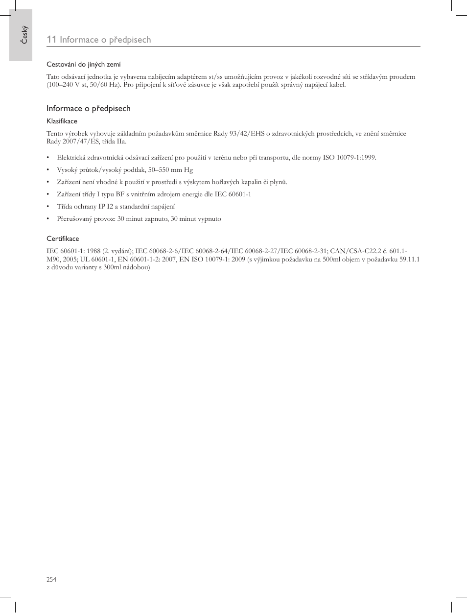 Informace o předpisech | Laerdal Compact Suction Unit (LCSU) 4 User Manual | Page 254 / 272