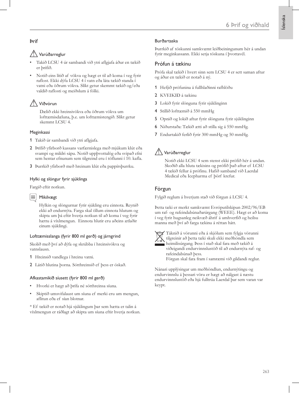 6 þrif og viðhald | Laerdal Compact Suction Unit (LCSU) 4 User Manual | Page 263 / 272