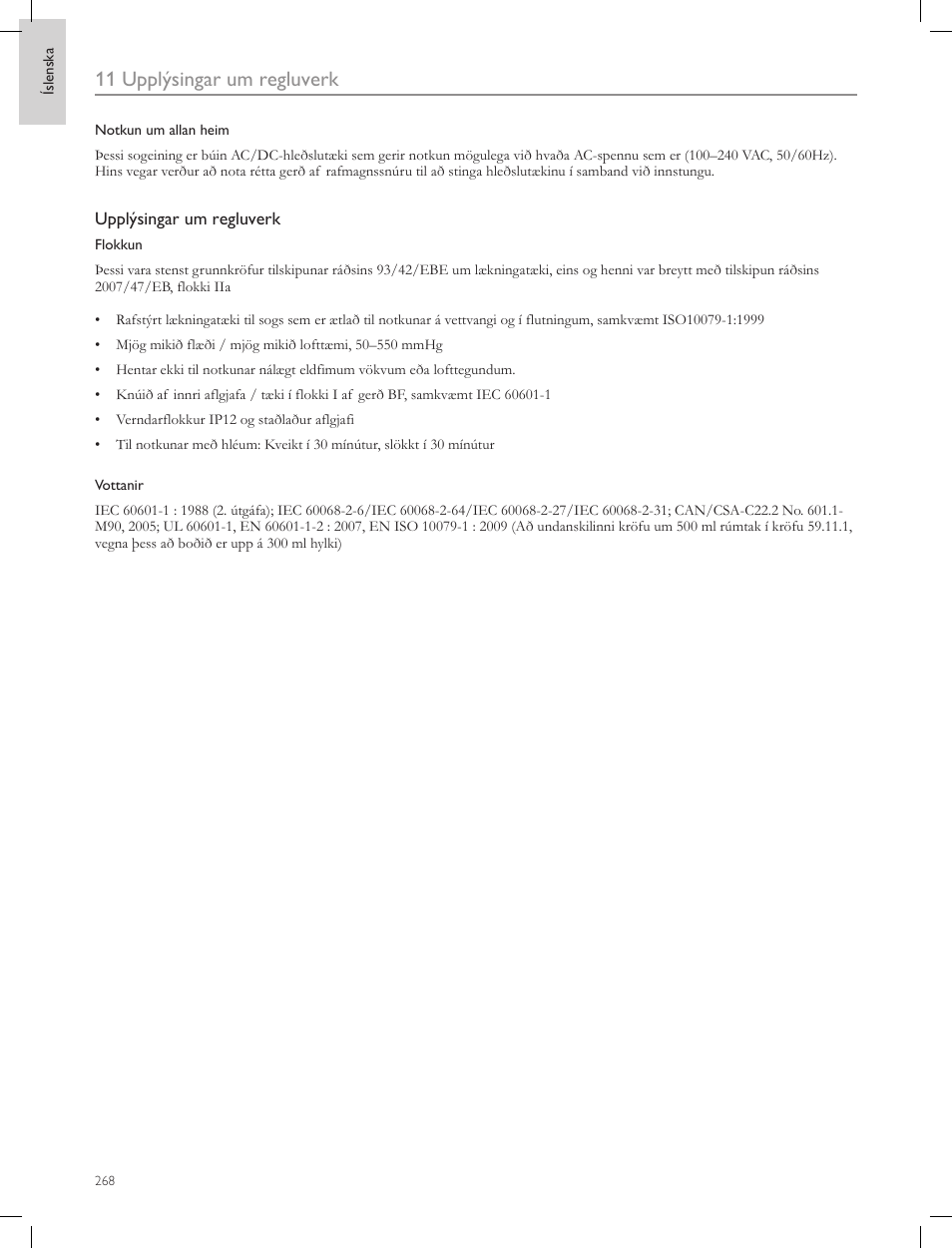 11 upplýsingar um regluverk | Laerdal Compact Suction Unit (LCSU) 4 User Manual | Page 268 / 272