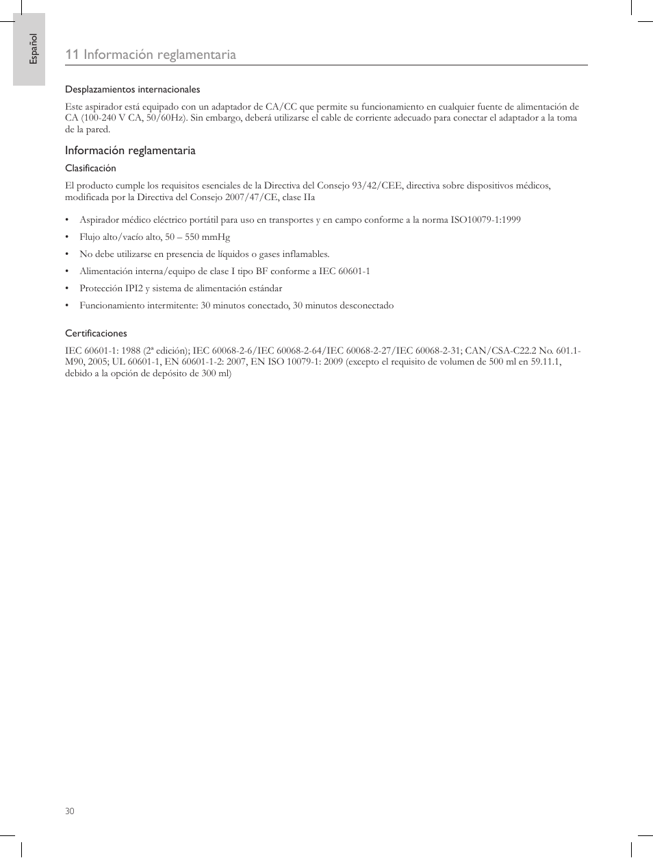 11 información reglamentaria | Laerdal Compact Suction Unit (LCSU) 4 User Manual | Page 30 / 272