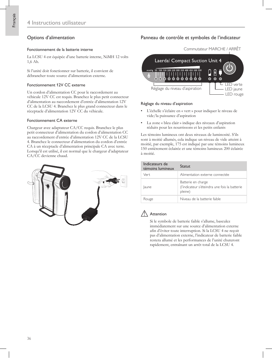 4 instructions utilisateur | Laerdal Compact Suction Unit (LCSU) 4 User Manual | Page 36 / 272