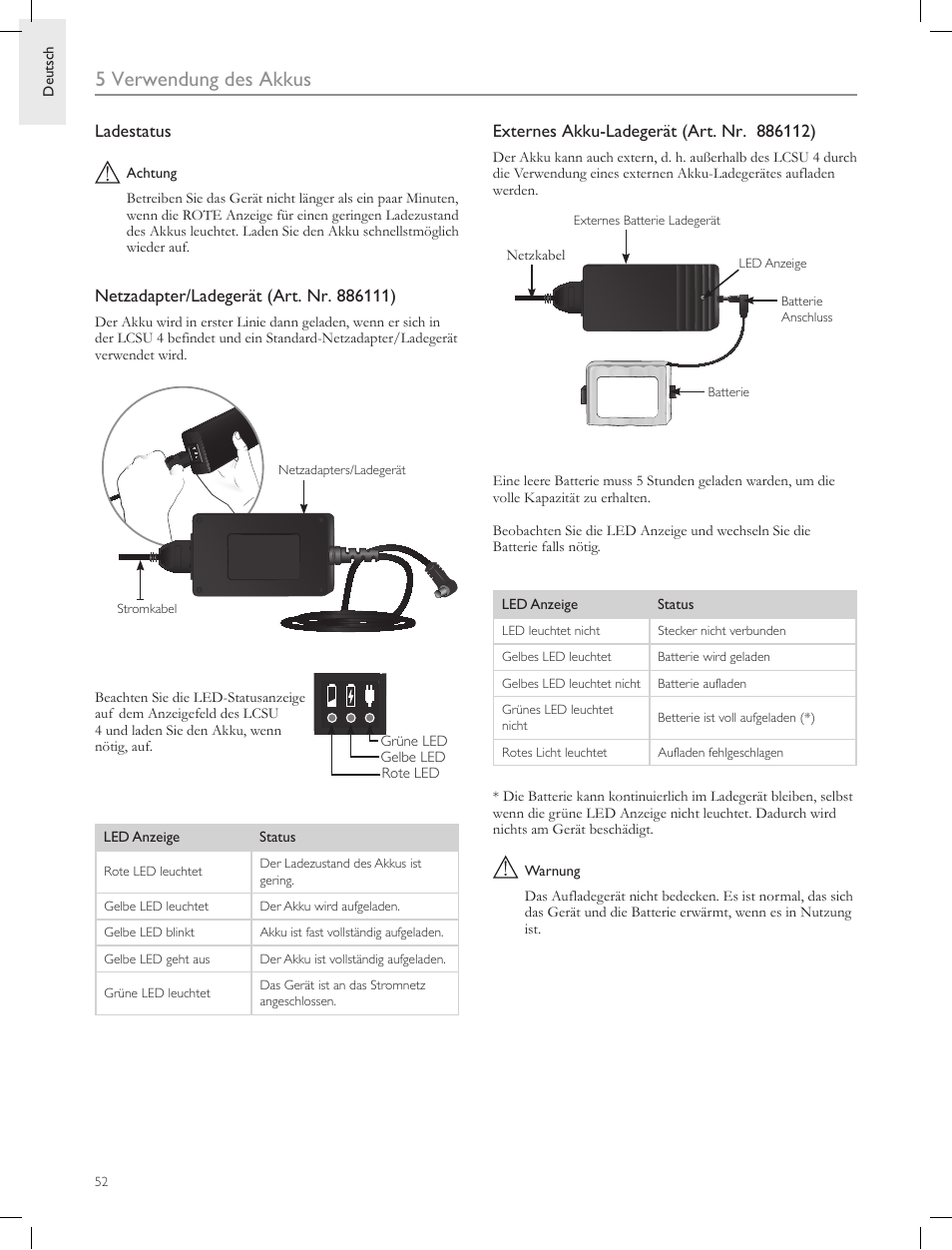5 verwendung des akkus | Laerdal Compact Suction Unit (LCSU) 4 User Manual | Page 52 / 272