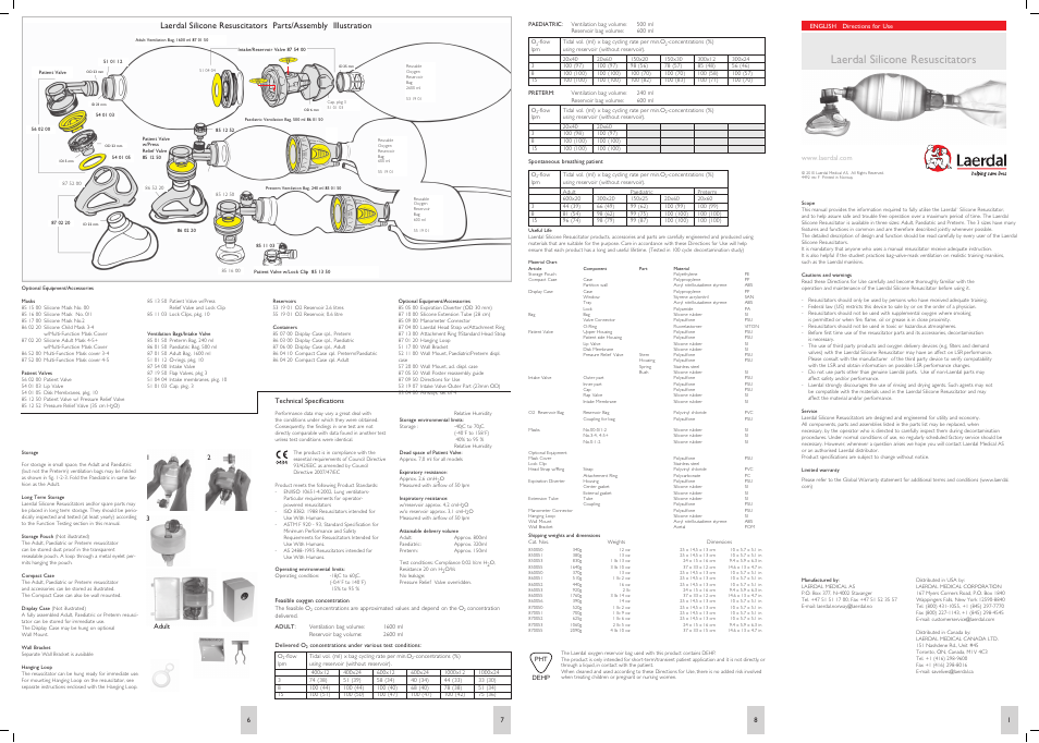 Laerdal Silicone Resuscitator User Manual | 2 pages