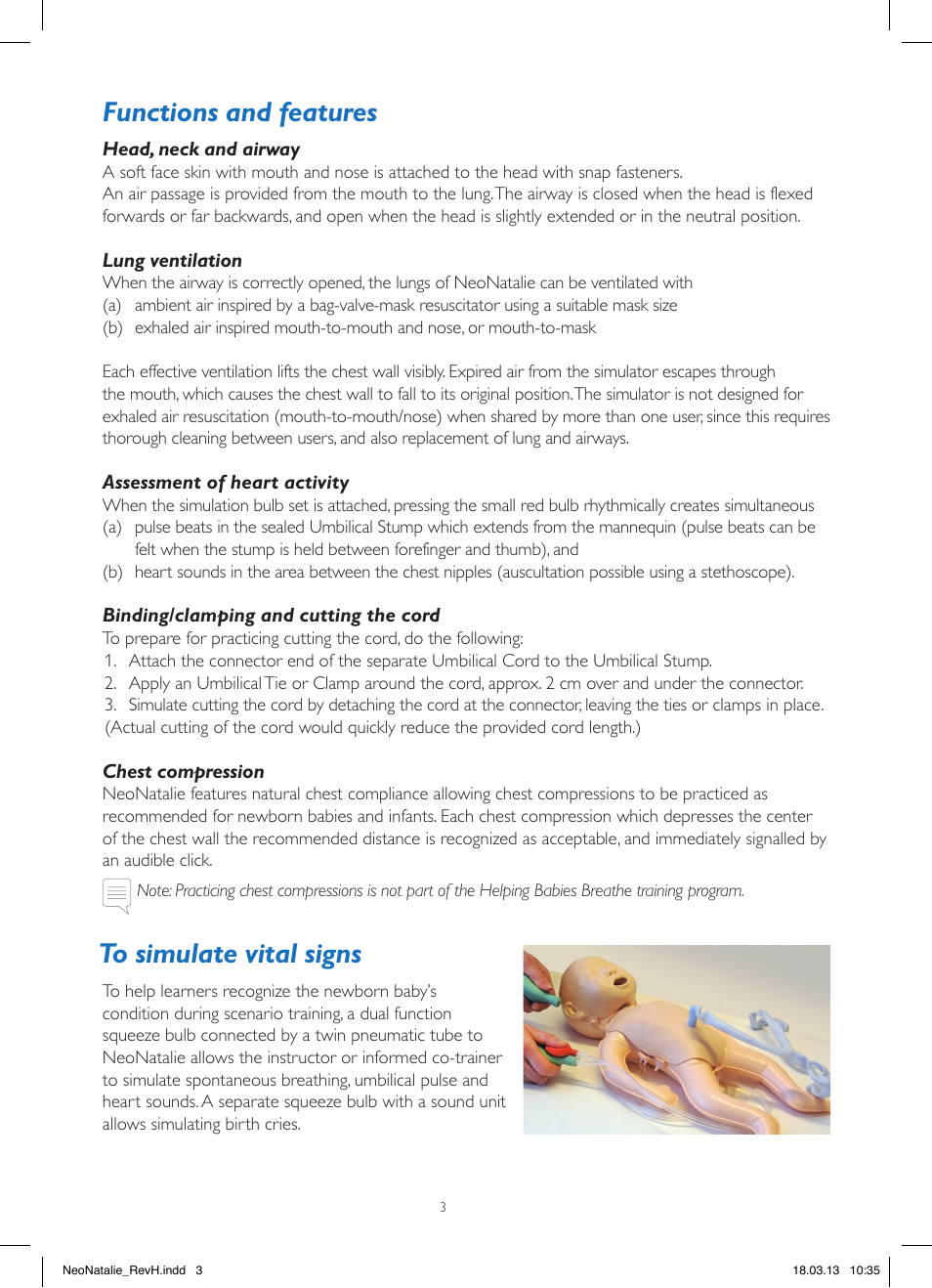 Functions and features | Laerdal LGH NeoNatalie User Manual | Page 3 / 4
