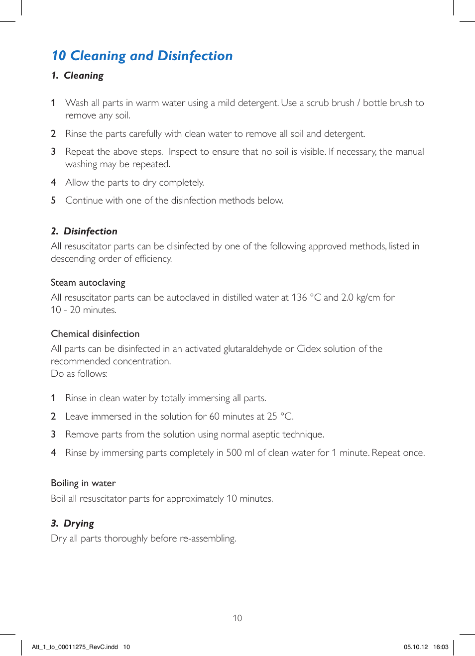 10 cleaning and disinfection | Laerdal LGH Simplified Resuscitator User Manual | Page 10 / 12