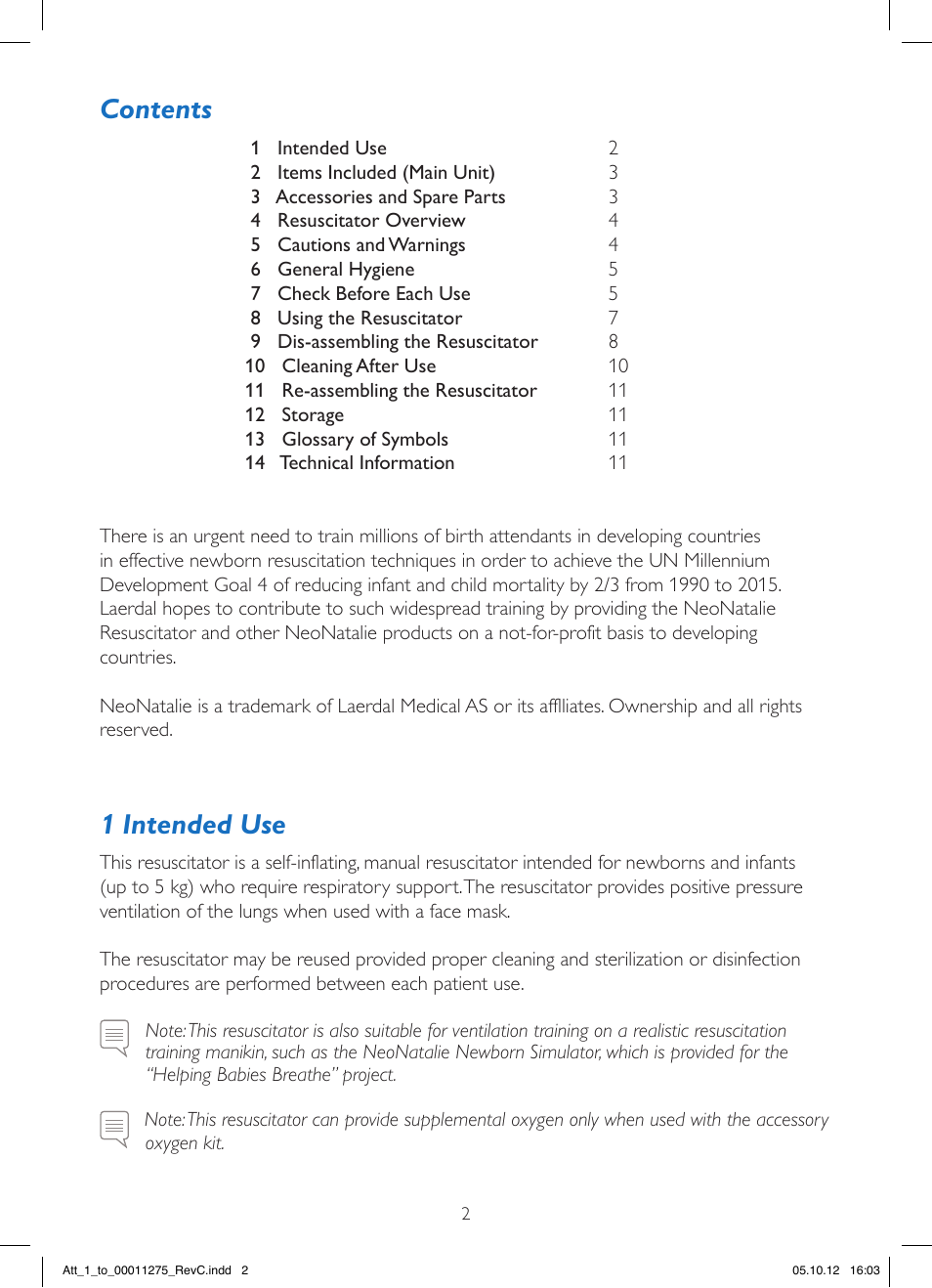 Laerdal LGH Simplified Resuscitator User Manual | Page 2 / 12