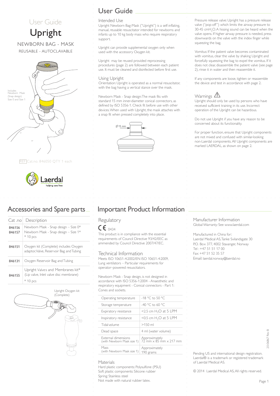 Laerdal LGH Upright Bag-Mask User Manual | 2 pages