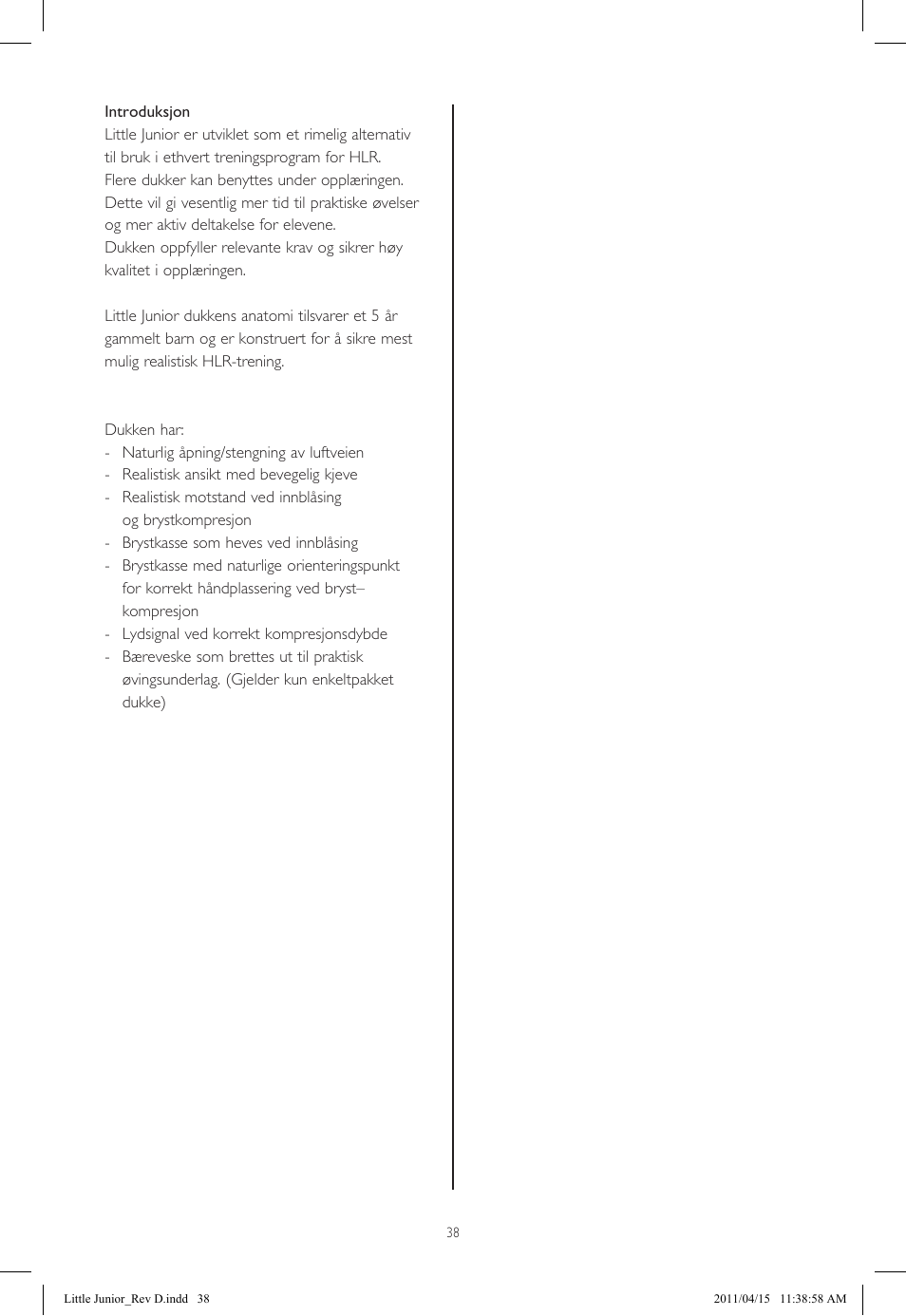 Laerdal Little Junior User Manual | Page 38 / 56