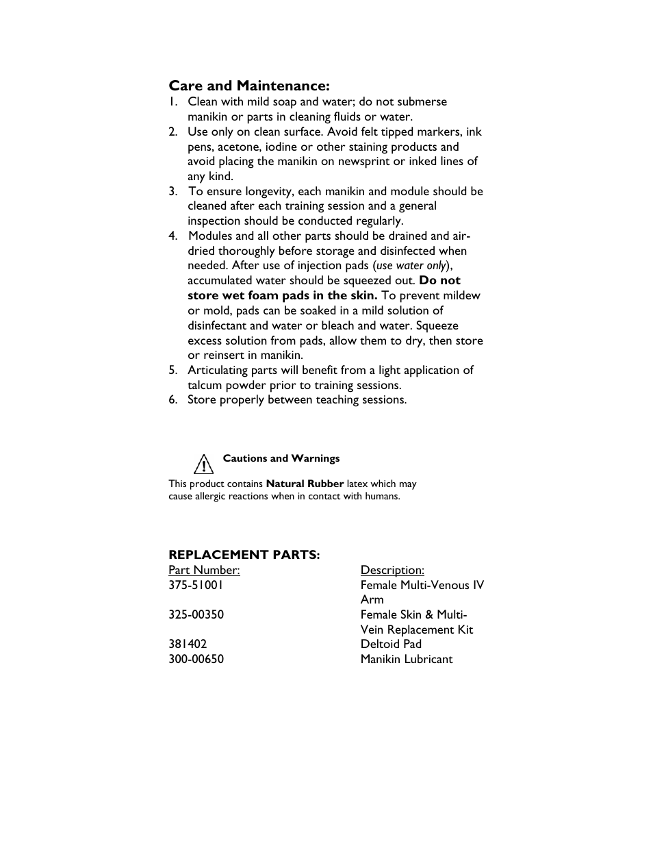 51001 female multi-venous iv arm | Laerdal Multi-Venous IV Training Arms User Manual | Page 7 / 8