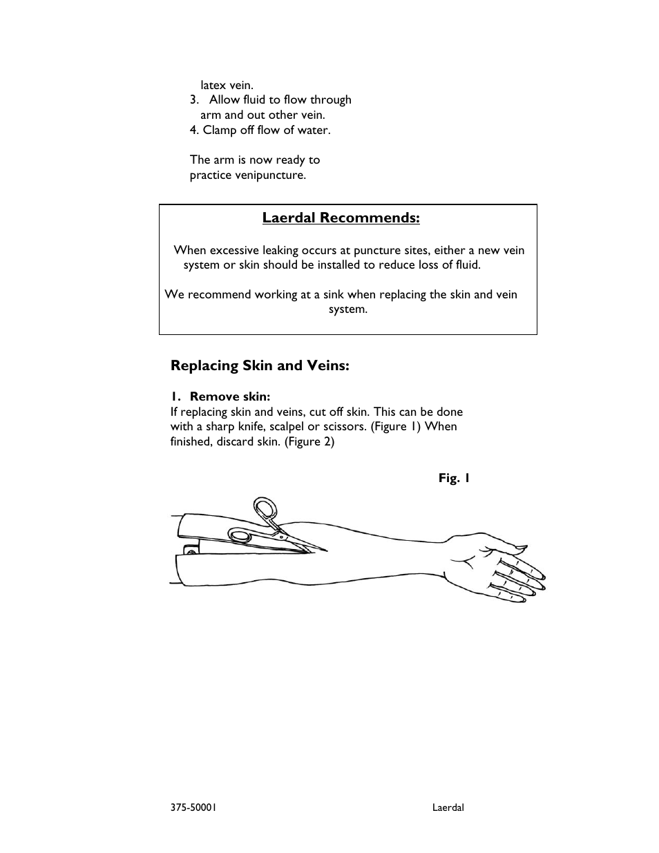 Laerdal recommends, Replacing skin and veins | Laerdal Multi-Venous IV Training Arms User Manual | Page 5 / 10