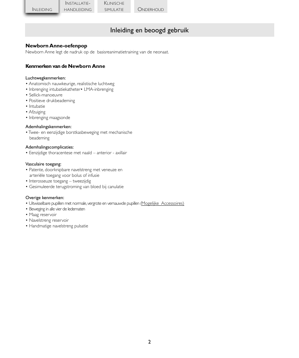 Inleiding en beoogd gebruik | Laerdal Newborn Anne User Manual | Page 84 / 192