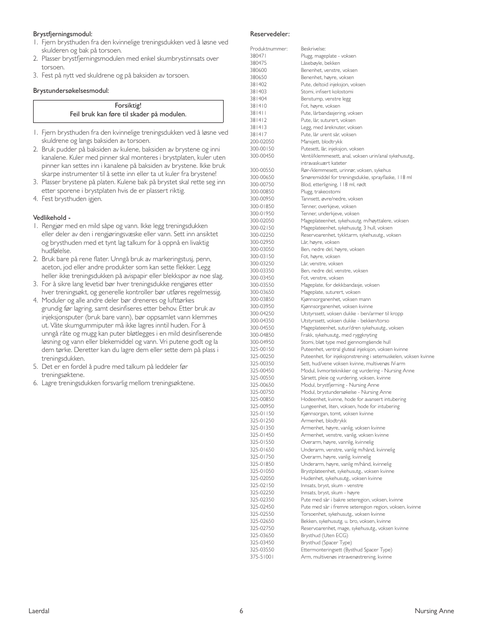 Laerdal Nursing Anne (SimPad Capable) User Manual | Page 44 / 76