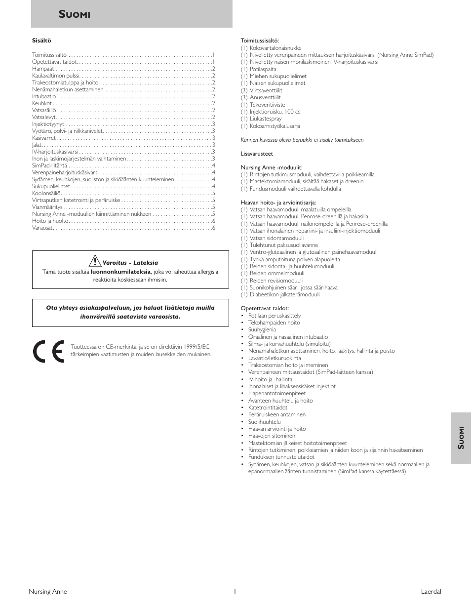 Suomi | Laerdal Nursing Anne (SimPad Capable) User Manual | Page 51 / 76