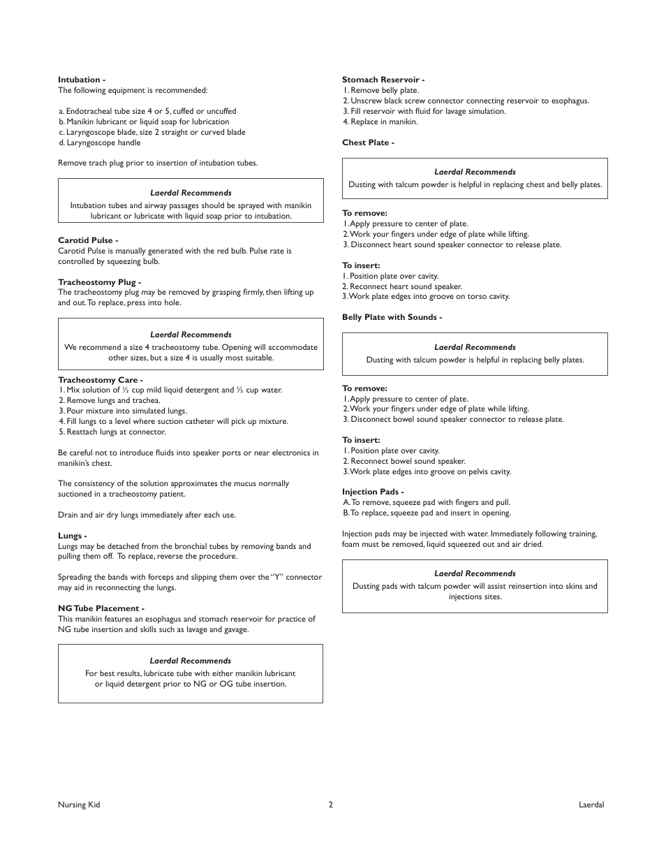 Laerdal Nursing Kid (SimPad Capable) User Manual | Page 3 / 6