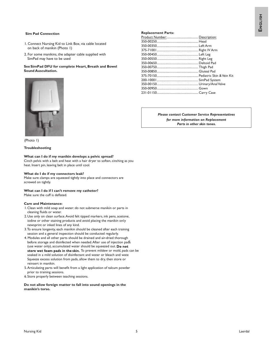 Laerdal Nursing Kid (SimPad Capable) User Manual | Page 6 / 6