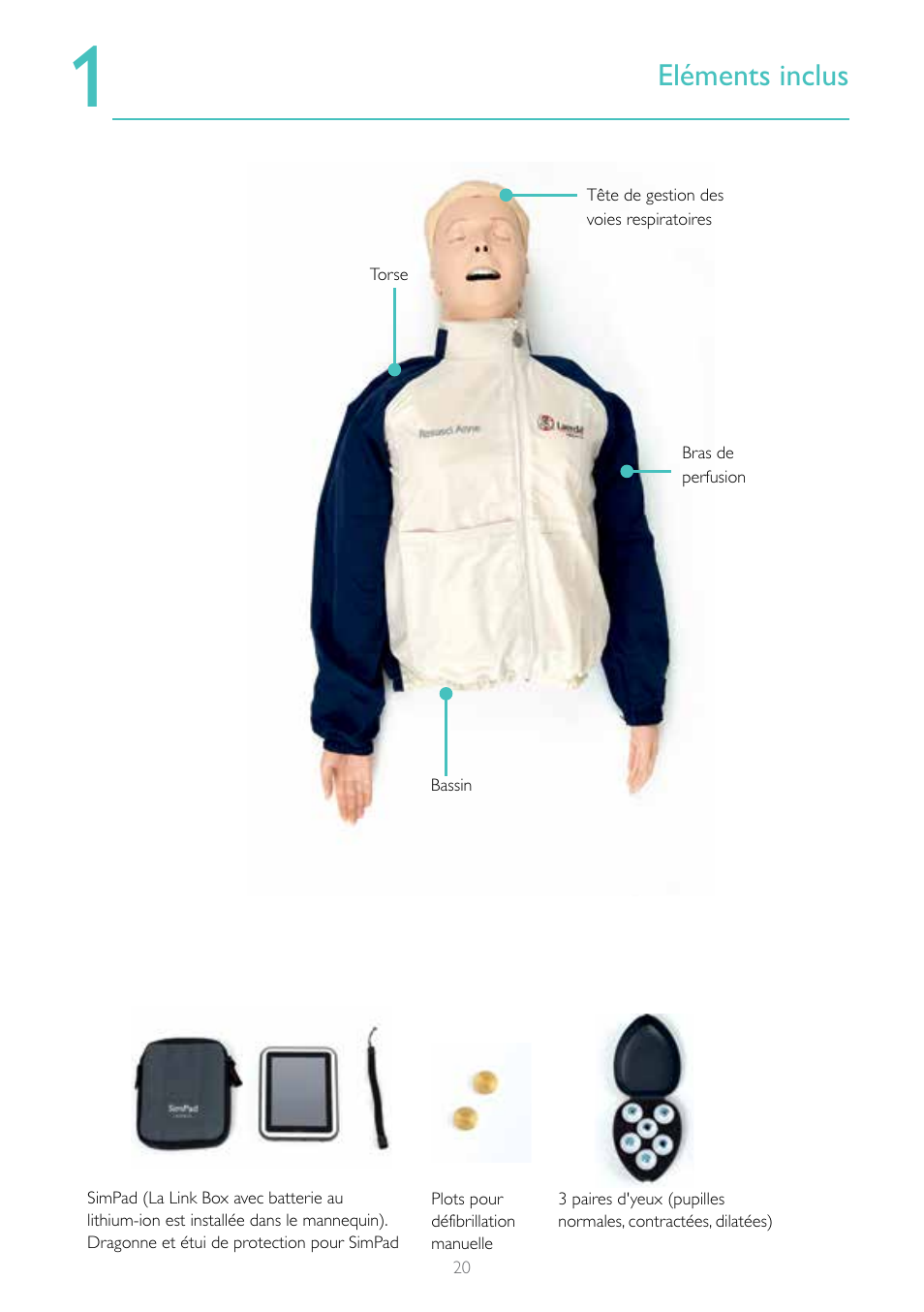 Eléments inclus | Laerdal Resusci Anne Advanced SkillTrainer with SimPad User Manual | Page 20 / 68