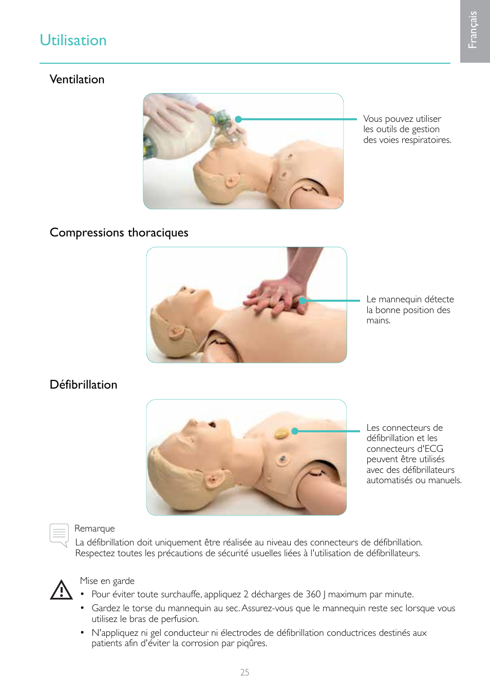 Utilisation | Laerdal Resusci Anne Advanced SkillTrainer with SimPad User Manual | Page 25 / 68