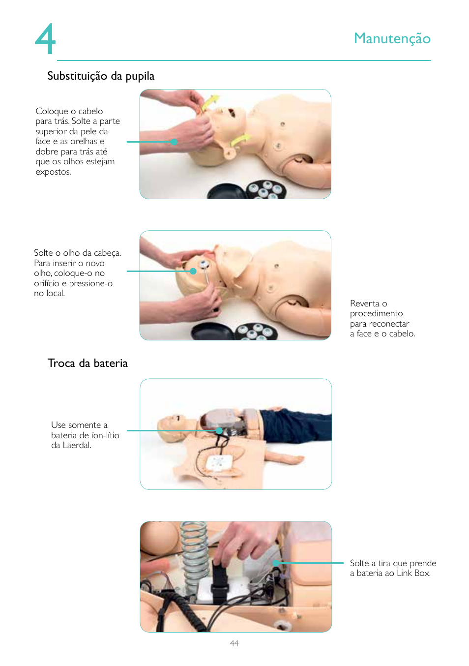 Manutenção | Laerdal Resusci Anne Advanced SkillTrainer with SimPad User Manual | Page 44 / 68