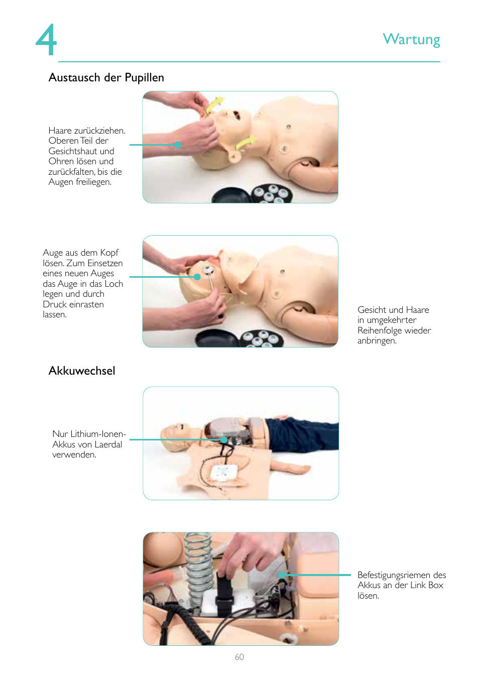 Wartung | Laerdal Resusci Anne Advanced SkillTrainer with SimPad User Manual | Page 60 / 100