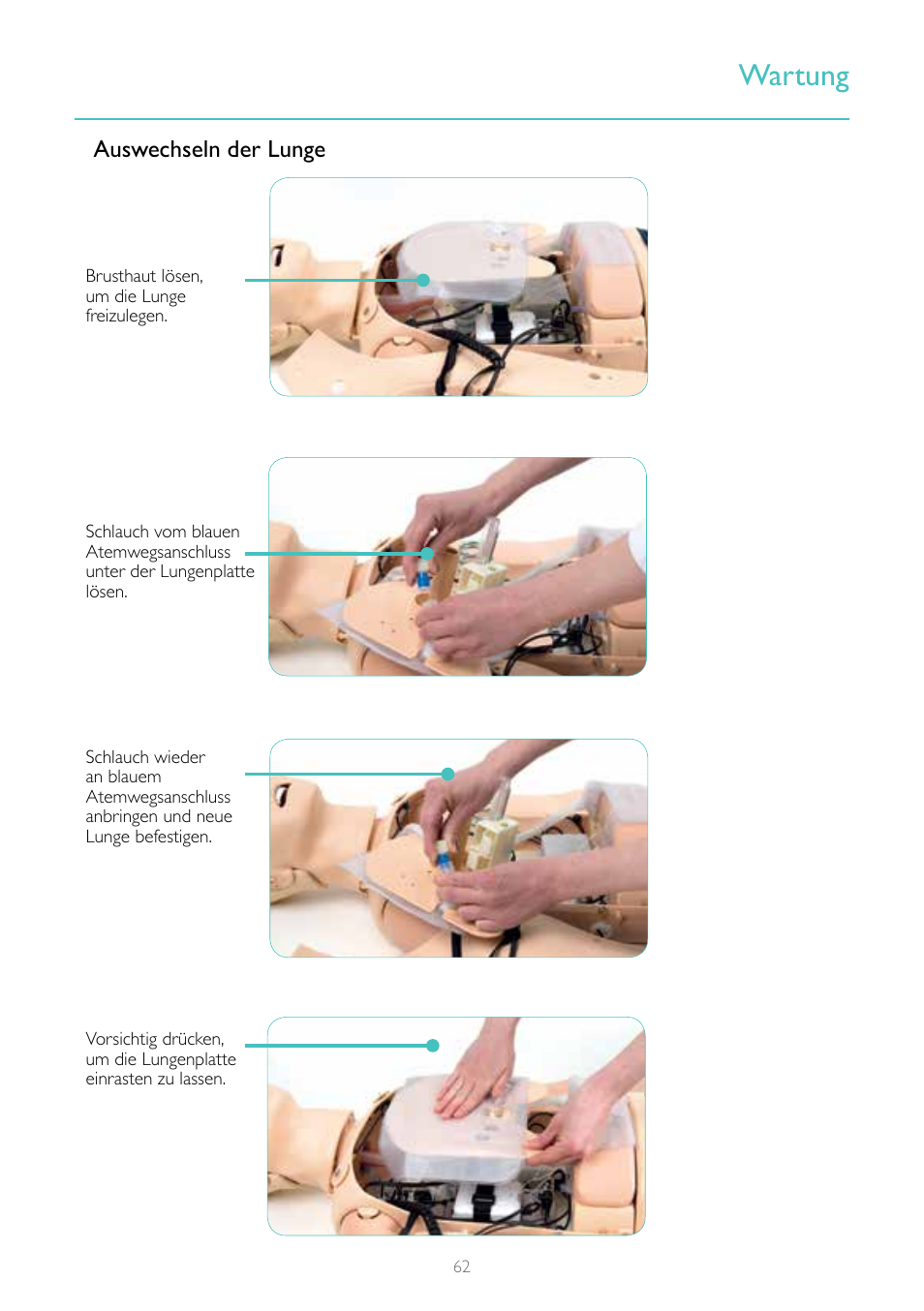 Wartung | Laerdal Resusci Anne Advanced SkillTrainer with SimPad User Manual | Page 62 / 100