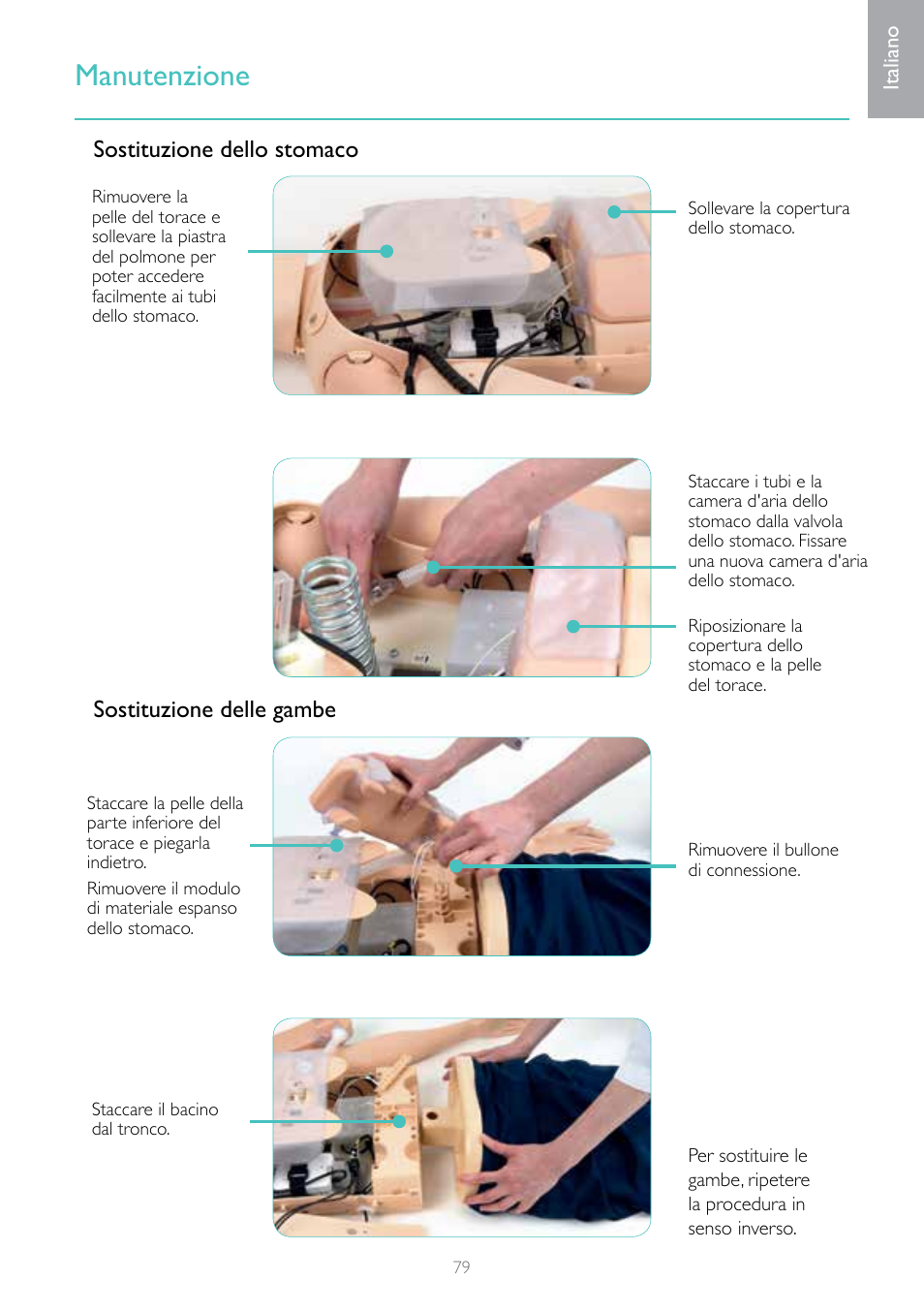 Manutenzione | Laerdal Resusci Anne Advanced SkillTrainer with SimPad User Manual | Page 79 / 100