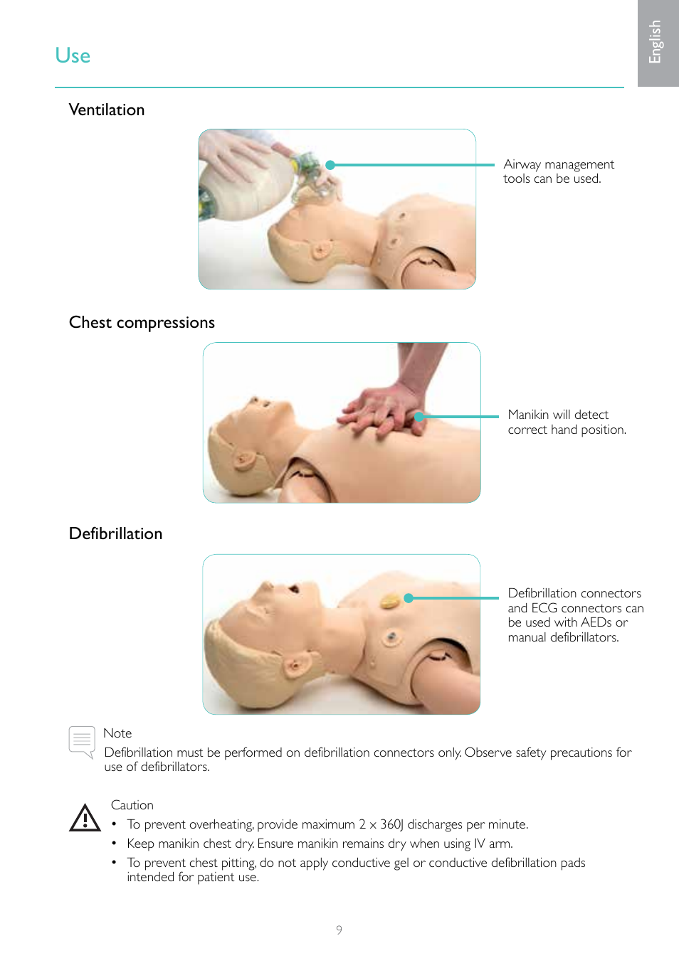 Ventilation chest compressions defibrillation | Laerdal Resusci Anne Advanced SkillTrainer with SimPad User Manual | Page 9 / 100