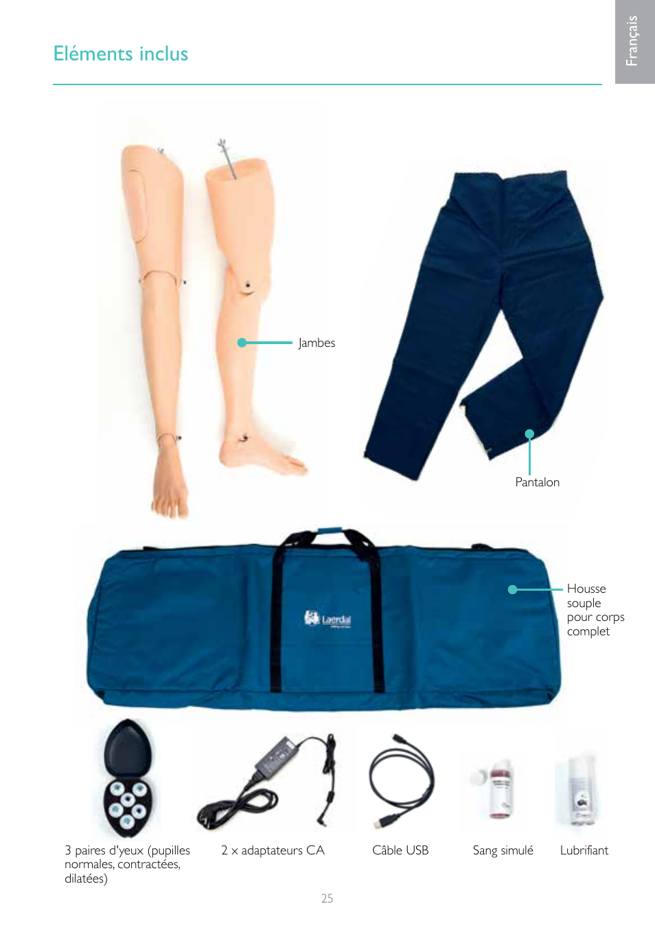 Eléments inclus | Laerdal Resusci Anne Simulator User Manual | Page 25 / 84