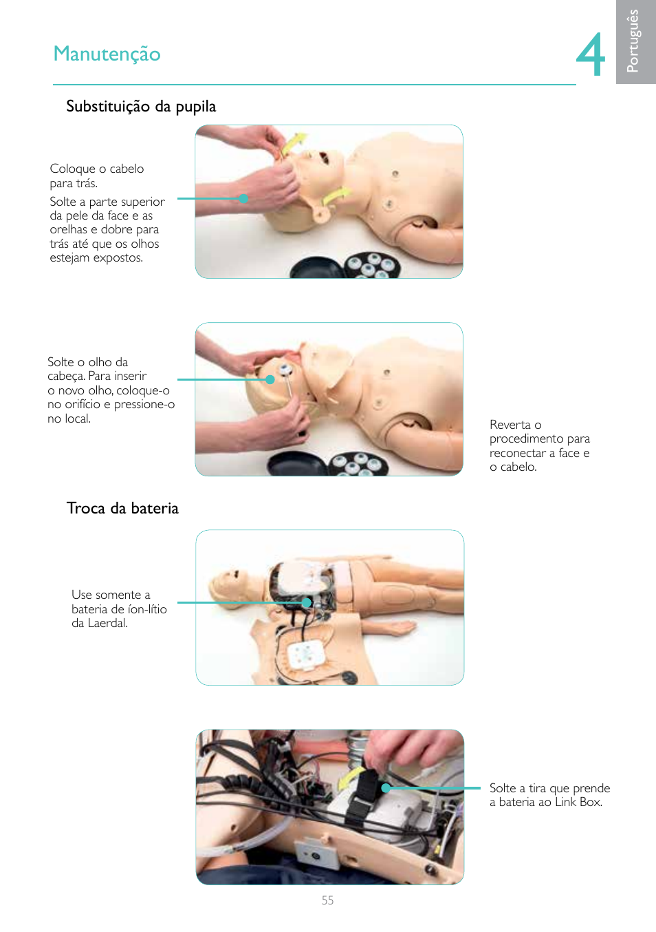 Manutenção | Laerdal Resusci Anne Simulator User Manual | Page 55 / 84