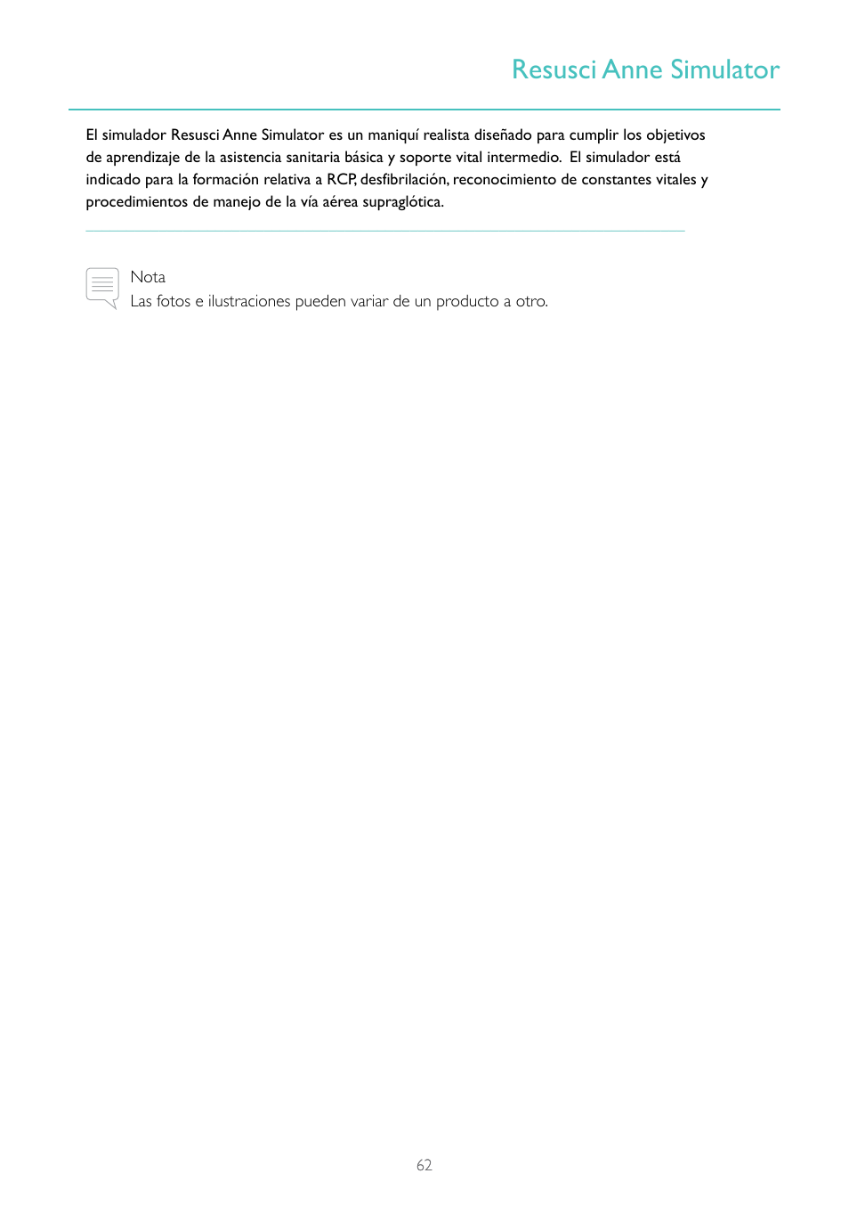 Resusci anne simulator | Laerdal Resusci Anne Simulator User Manual | Page 62 / 84