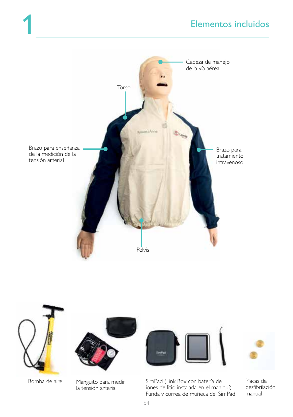 Elementos incluidos | Laerdal Resusci Anne Simulator User Manual | Page 64 / 84