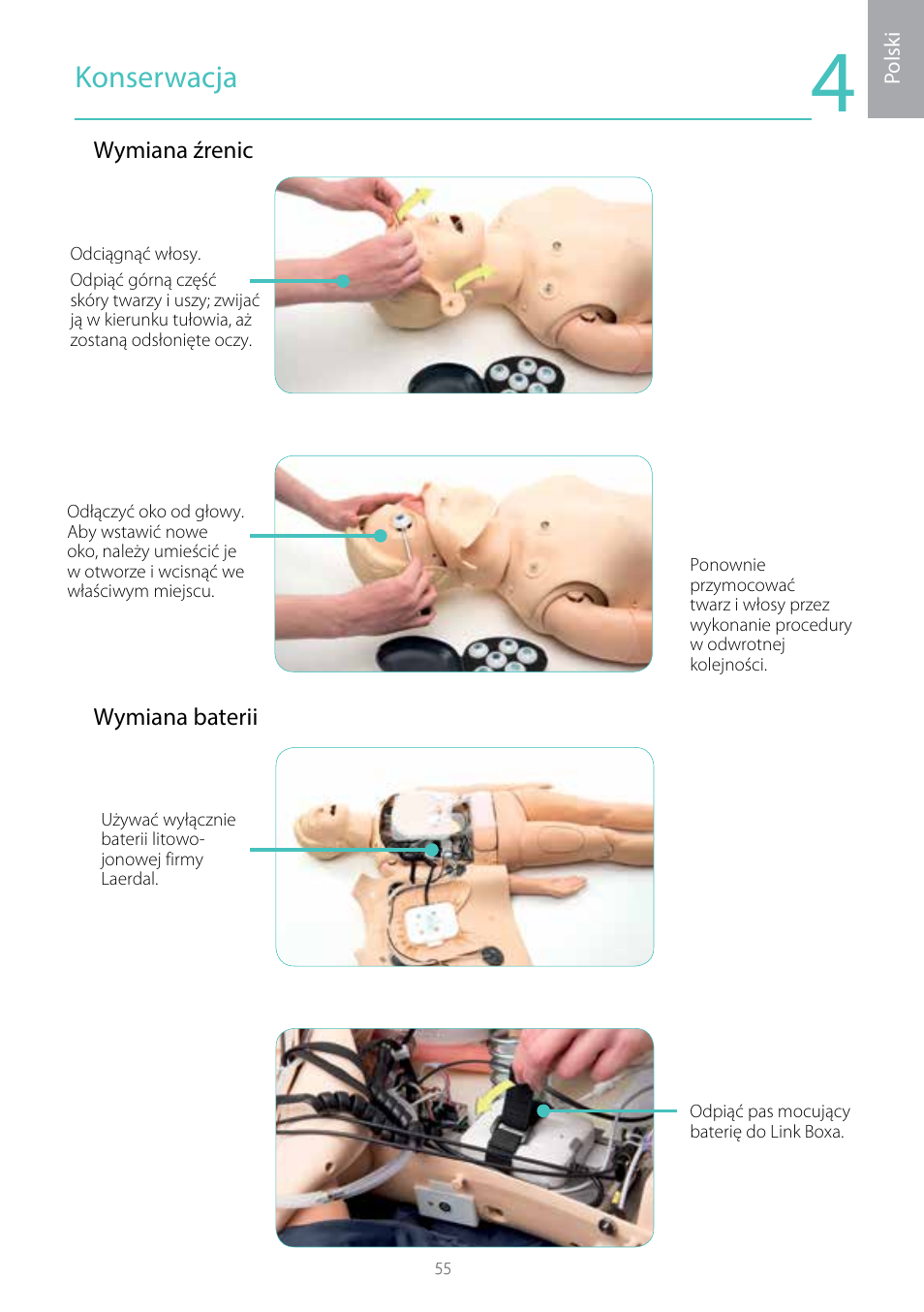 Konserwacja | Laerdal Resusci Anne Simulator User Manual | Page 55 / 104