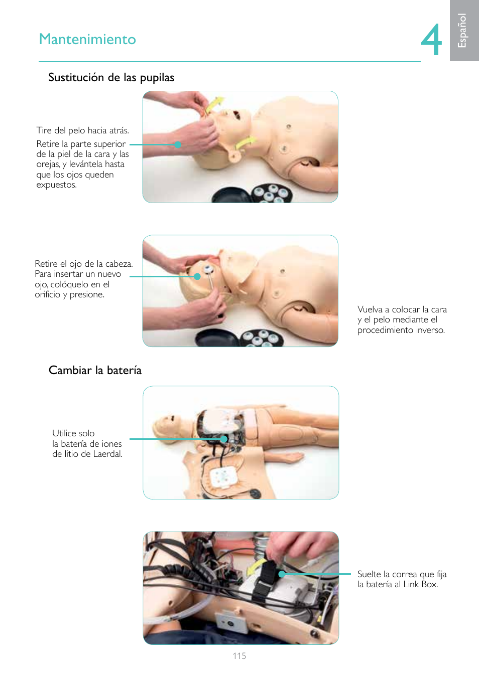 Mantenimiento | Laerdal Resusci Anne Simulator User Manual | Page 115 / 124