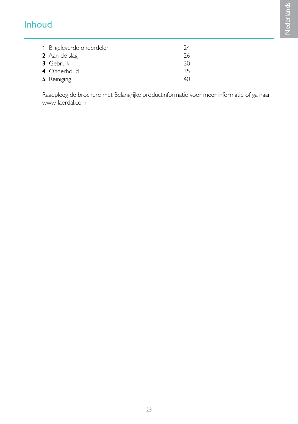 Inhoud | Laerdal Resusci Anne Simulator User Manual | Page 23 / 124