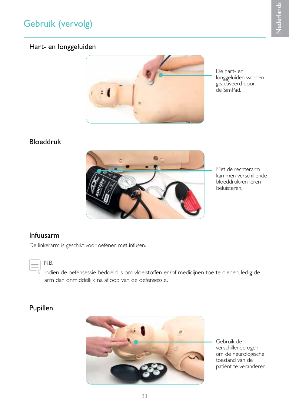 Gebruik (vervolg) | Laerdal Resusci Anne Simulator User Manual | Page 33 / 124