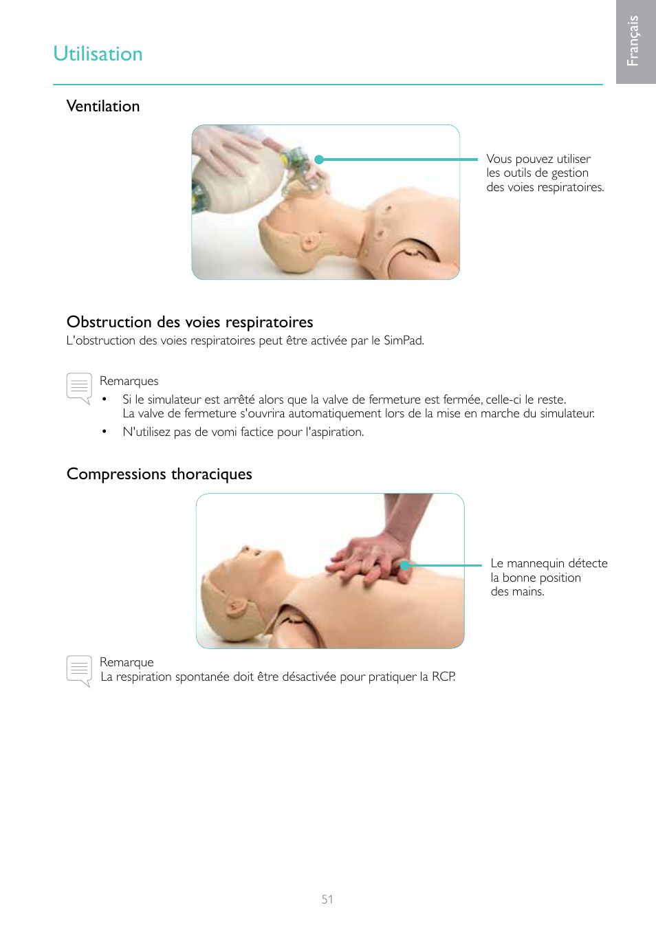 Utilisation | Laerdal Resusci Anne Simulator User Manual | Page 51 / 124