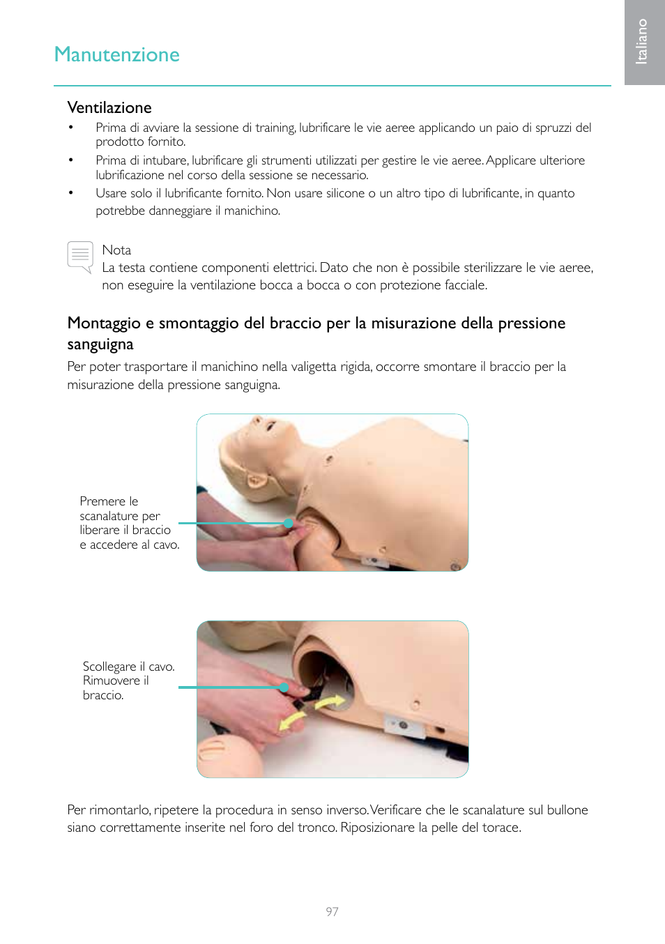 Manutenzione, Ventilazione | Laerdal Resusci Anne Simulator User Manual | Page 97 / 124