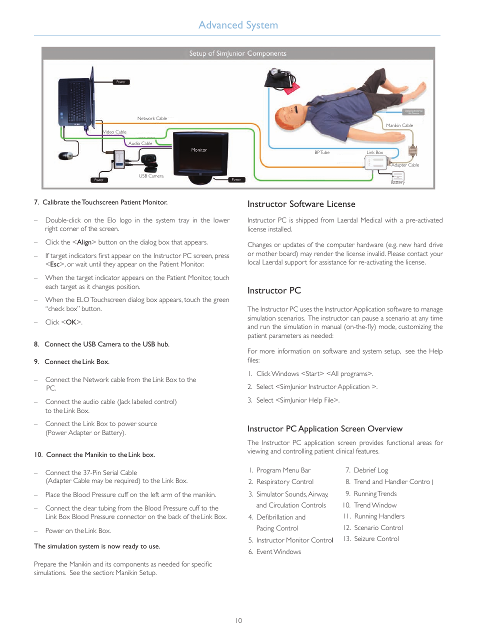 Advanced system, Instructor software license, Instructor pc | Laerdal SimJunior Standard User Manual | Page 12 / 34