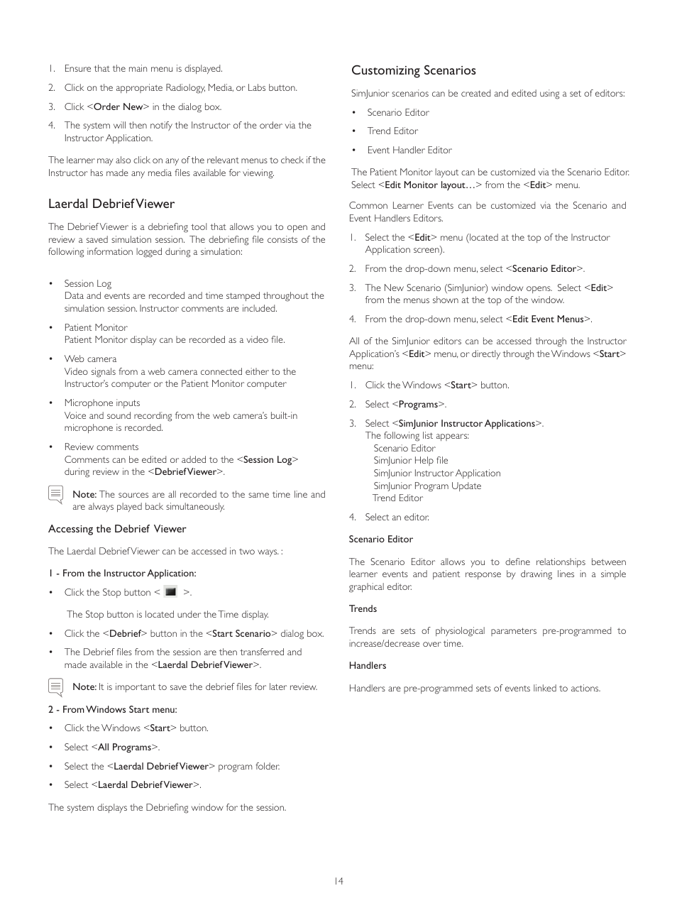 Laerdal debrief viewer, Customizing scenarios | Laerdal SimJunior Standard User Manual | Page 16 / 34