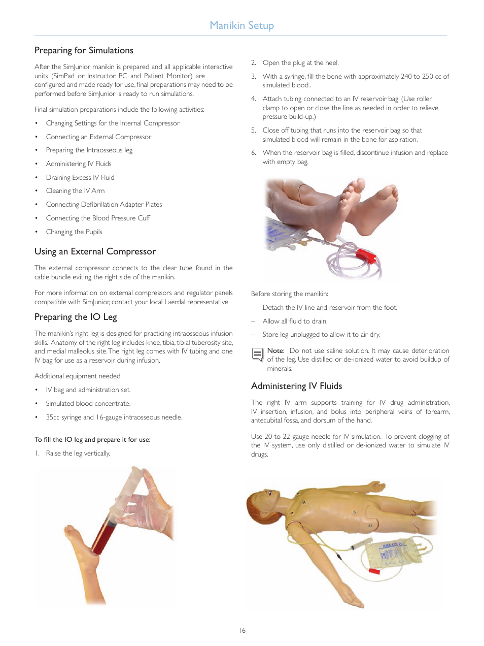 Manikin setup | Laerdal SimJunior Standard User Manual | Page 18 / 34