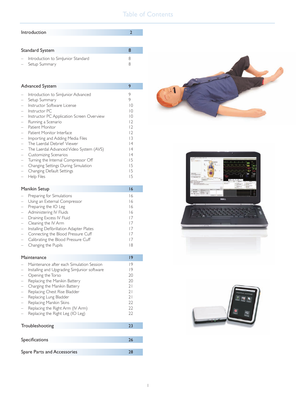 Laerdal SimJunior Standard User Manual | Page 3 / 34