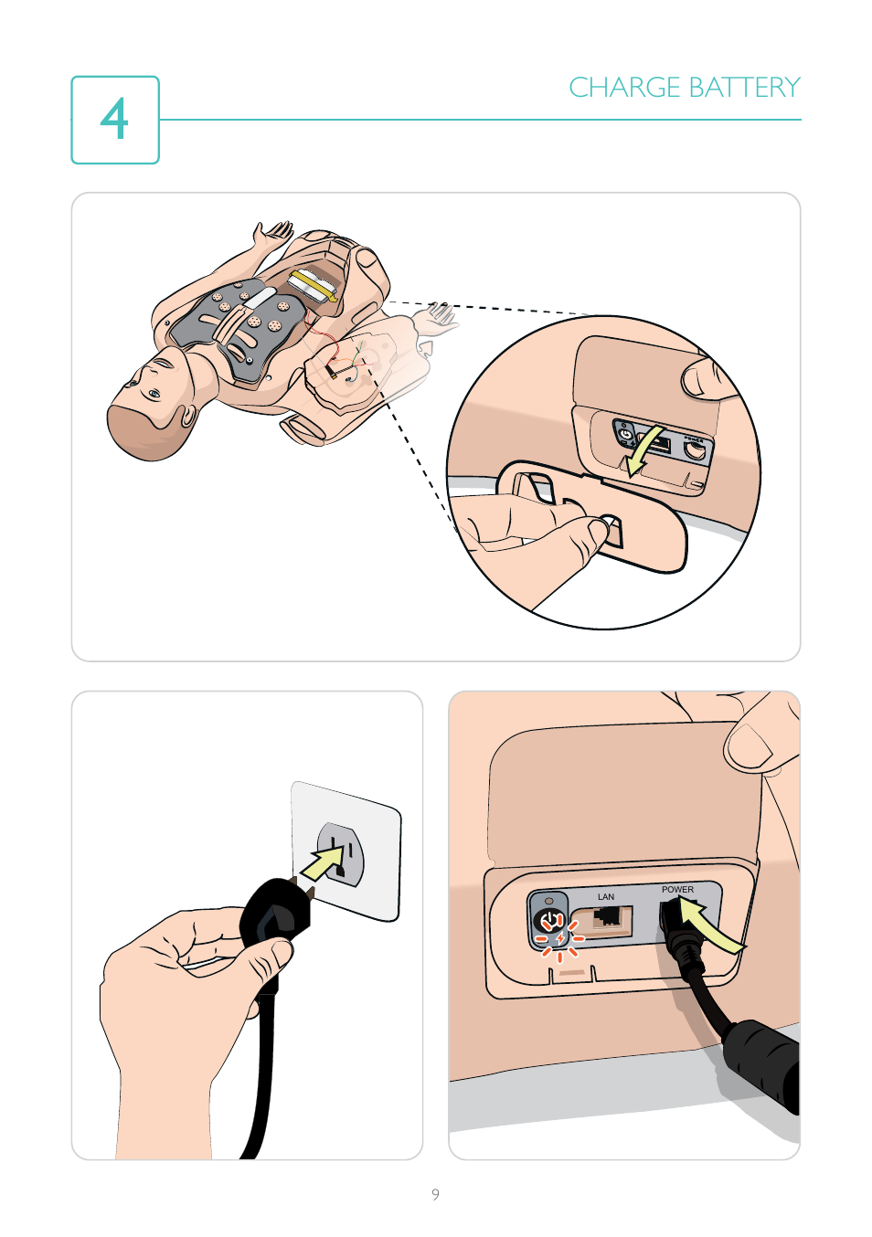Charge battery | Laerdal SimMan 3G User Manual | Page 9 / 16