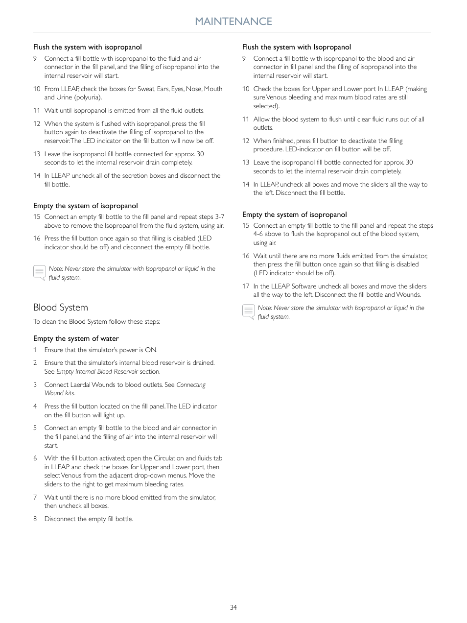 Maintenance, Blood system | Laerdal SimMan 3G Trauma User Manual | Page 34 / 46