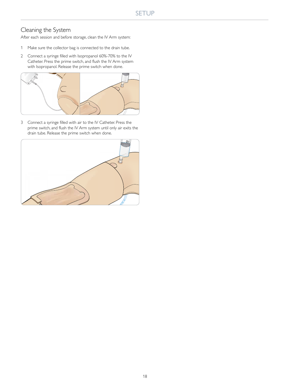 Setup, Cleaning the system | Laerdal SimMan Essential User Manual | Page 18 / 40