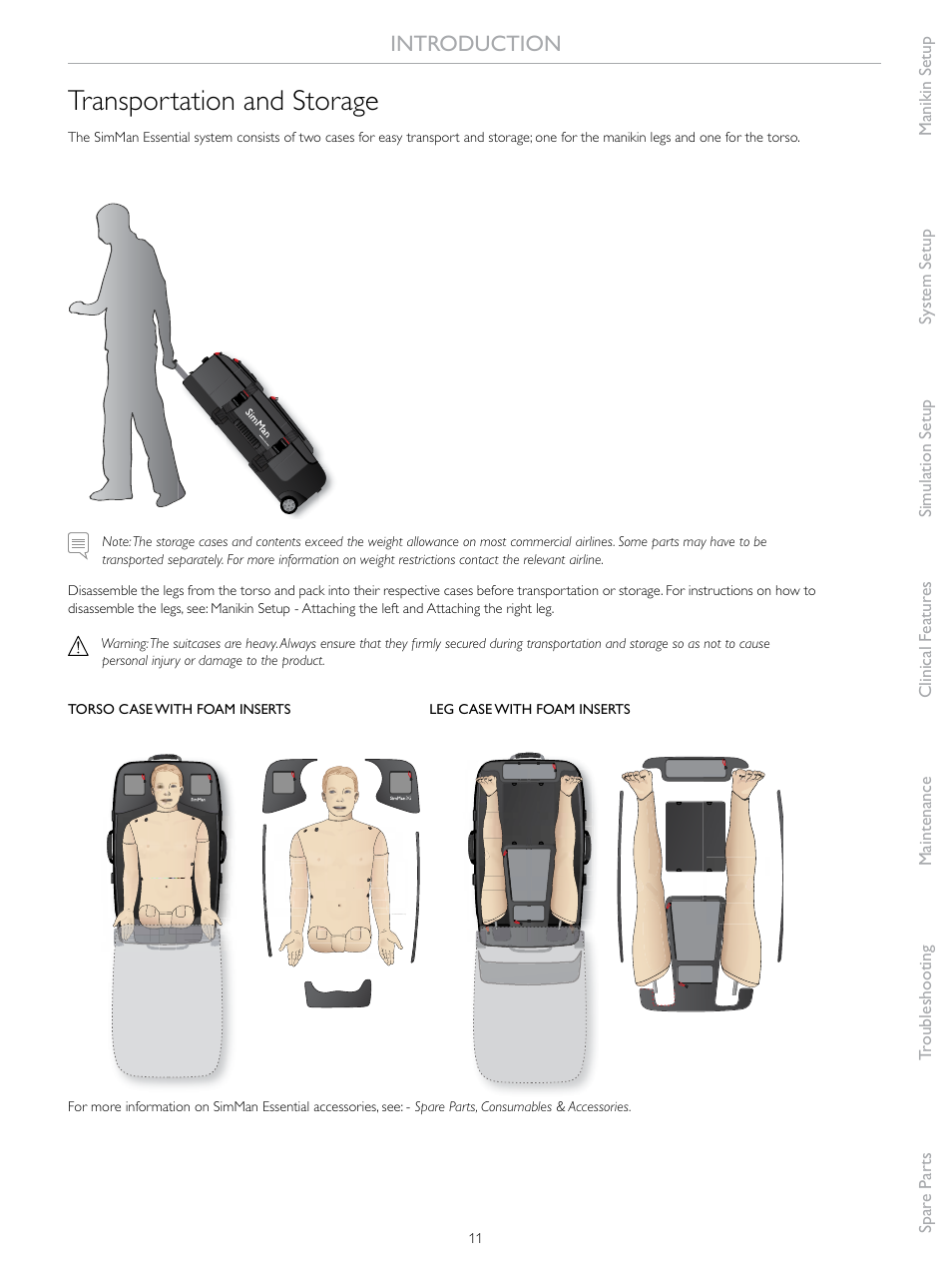 Transportation and storage, Introduction | Laerdal SimMan Essential User Manual | Page 11 / 76